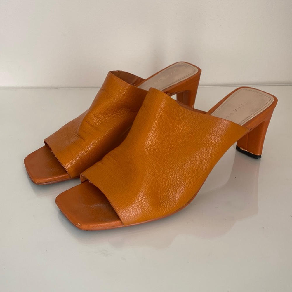 Zara Orange Block Heel